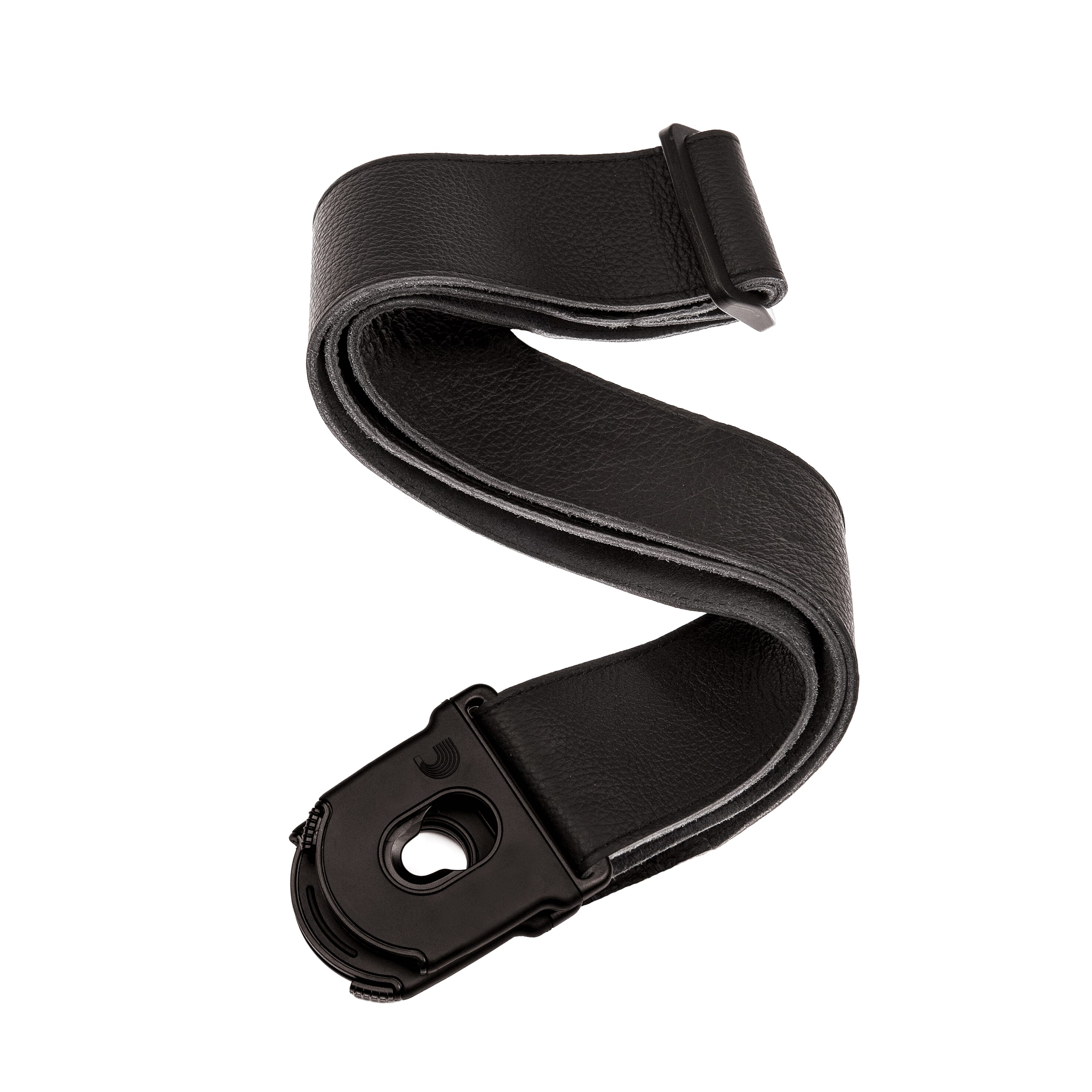 D'Addario 50PLL00 Planet Lock Leather Guitar Strap, Black