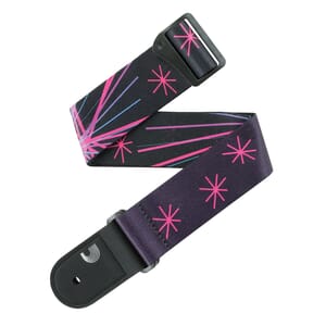 D'Addario 50RUN80 Outrun Polyester Guitar Strap, Neon Stars