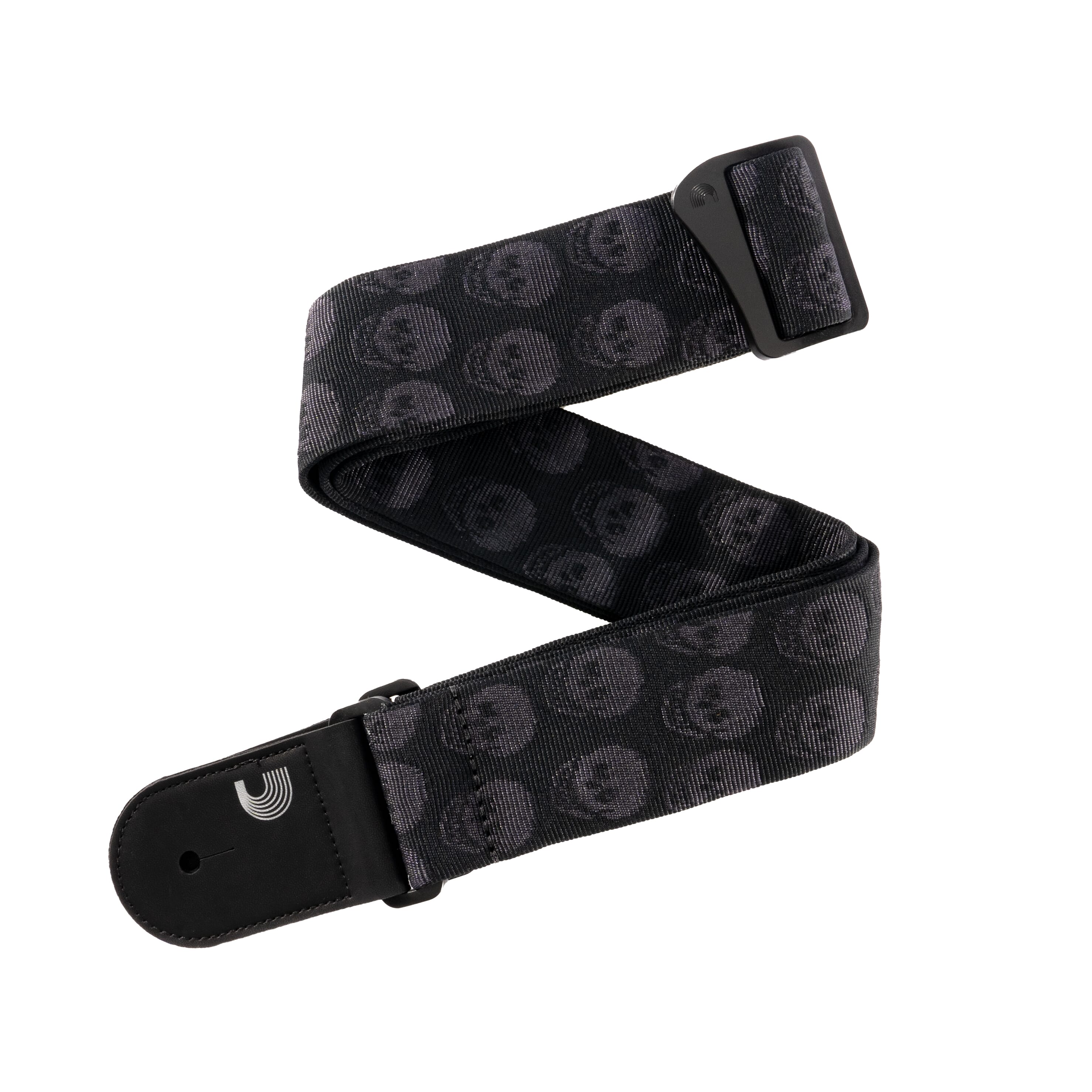D'Addario 50TB00 Woven Guitar Strap, Skulls Black Tubular