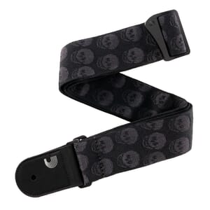D'Addario 50TB00 Woven Guitar Strap, Skulls Black Tubular