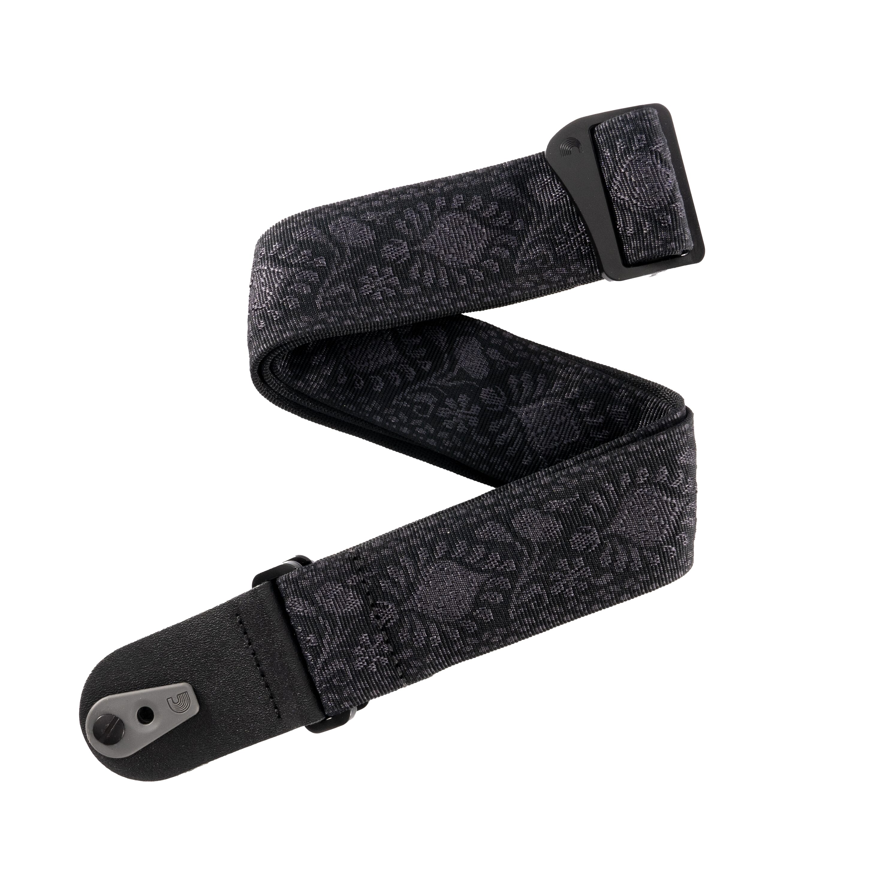 D'Addario 50TB01-RL Pad Lock Woven Guitar Strap, Monterey Black Tubular