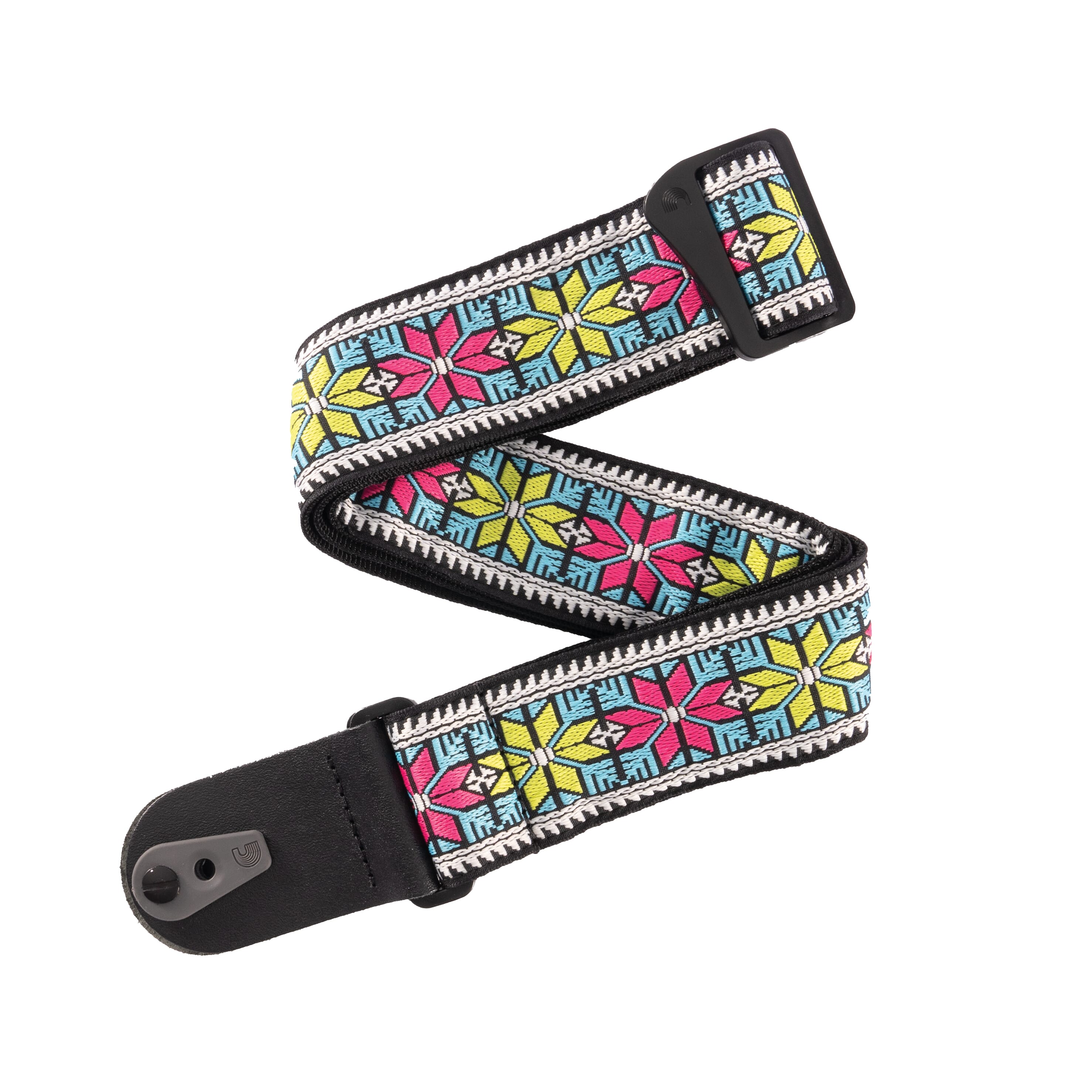 D'Addario 50TC00 Pad Lock Woven Guitar Strap, Parallel Flowers