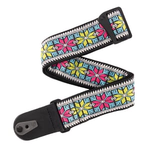 D'Addario 50TC00 Pad Lock Woven Guitar Strap, Parallel Flowers