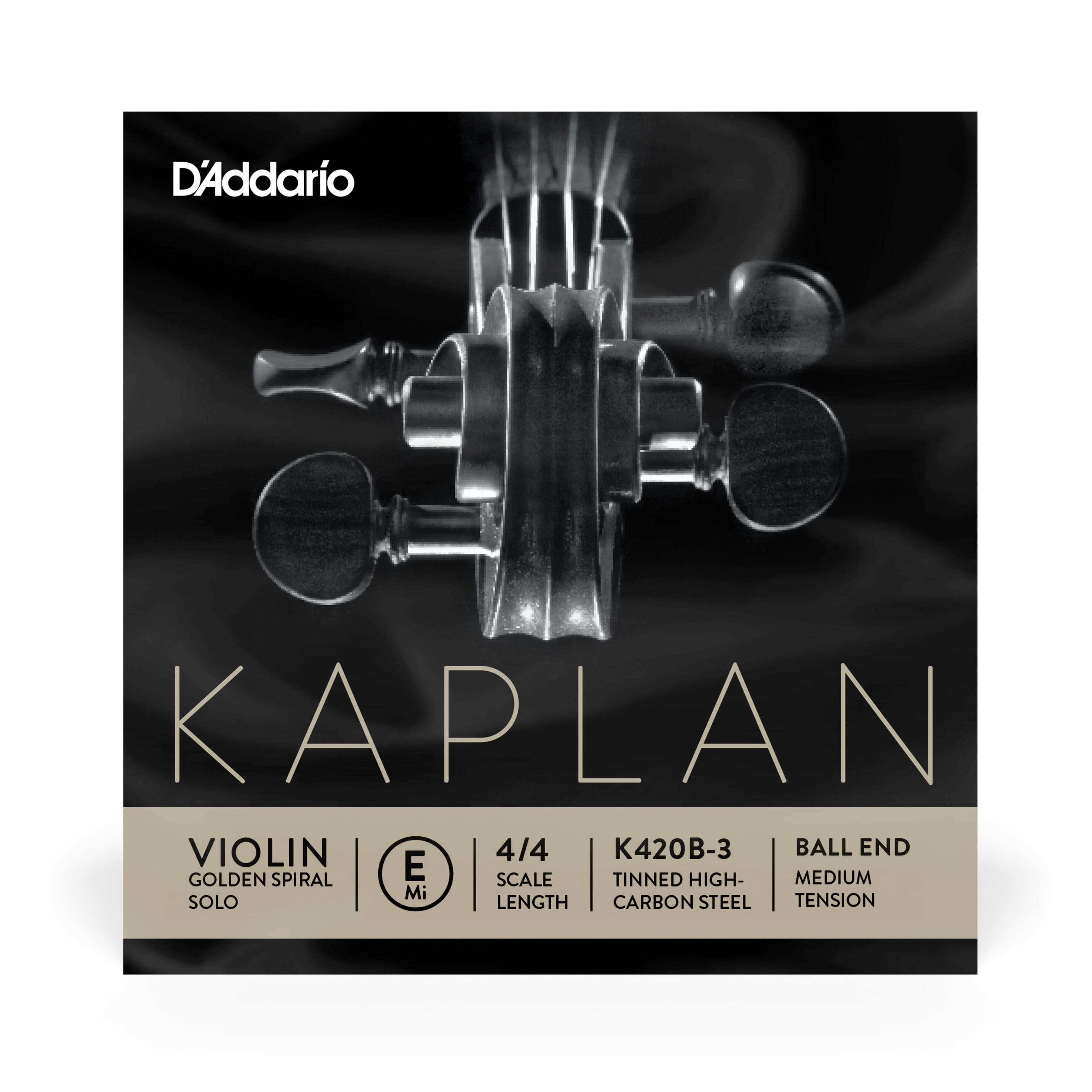 Kaplan K420B-3 Golden Spiral Solo Violin Single E String, 4/4 Scale, Medium Tension