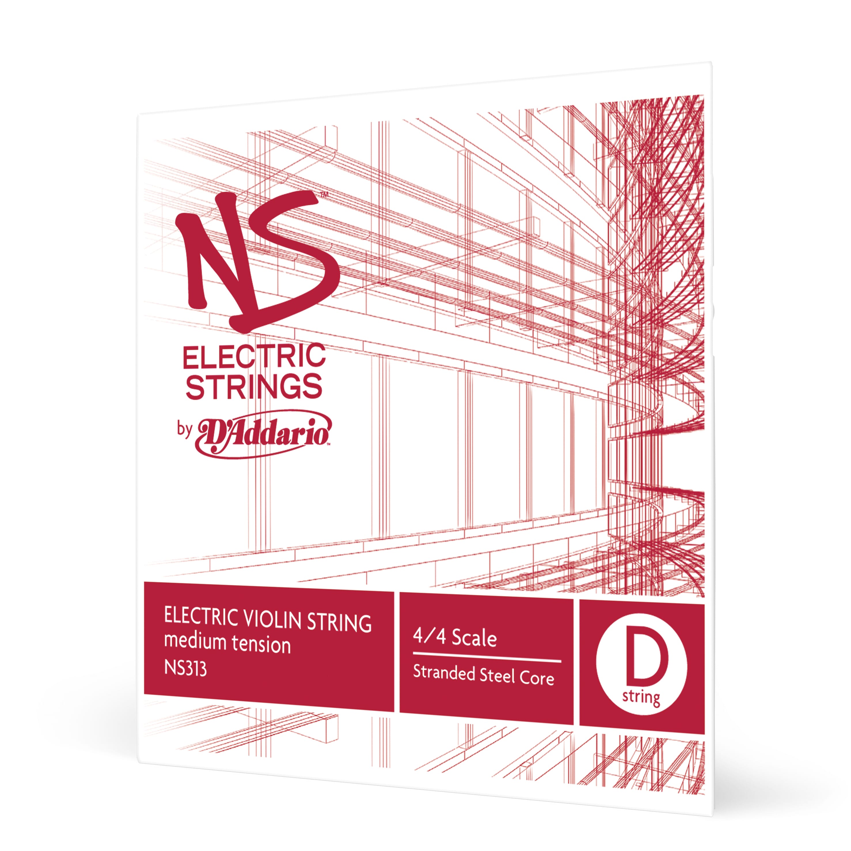 D'Addario NS313 NS Electric Violin Single D String, 4/4 Scale, Medium Tension