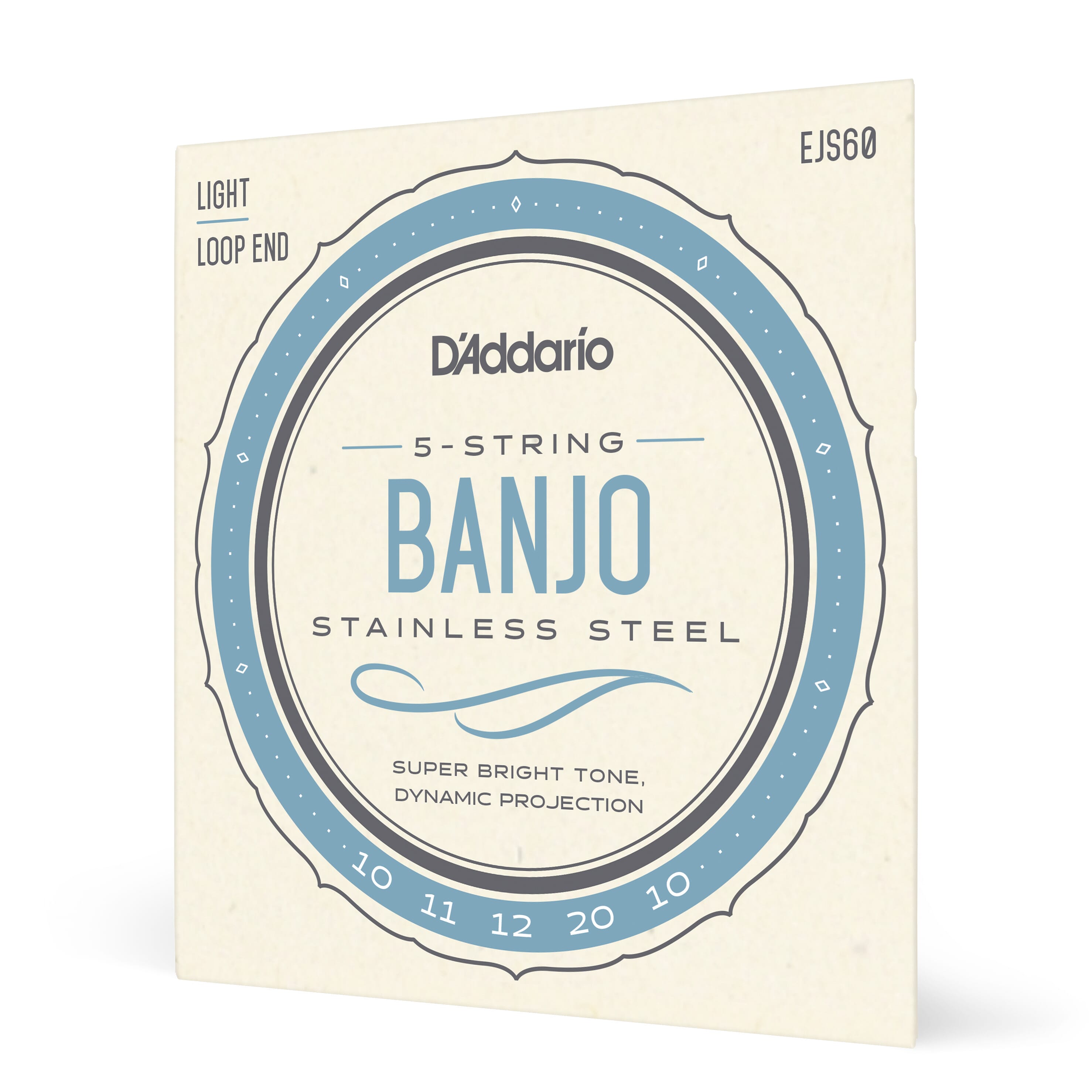 D'Addario EJS60 5-String Banjo Strings, Stainless Steel, Light, 10-20
