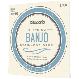 D'Addario EJS60 5-String Banjo Strings, Stainless Steel, Light, 10-20
