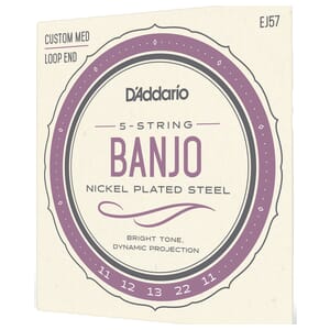 D'Addario EJ57 5-String Banjo Strings, Nickel, Custom Medium, 11-22