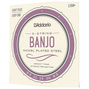 D'Addario EJ60+ EJ60+ 5-String Banjo Strings, Nickel, Light Plus, 9.5-20