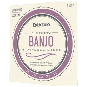 D'Addario EJS57 5-String Banjo Strings, Stainless Steel, Custom Medium, 11-22