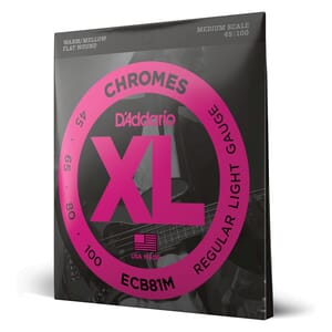 D'Addario ECB81M Chromes Bass Guitar Strings, Light, 45-100, Medium Scale
