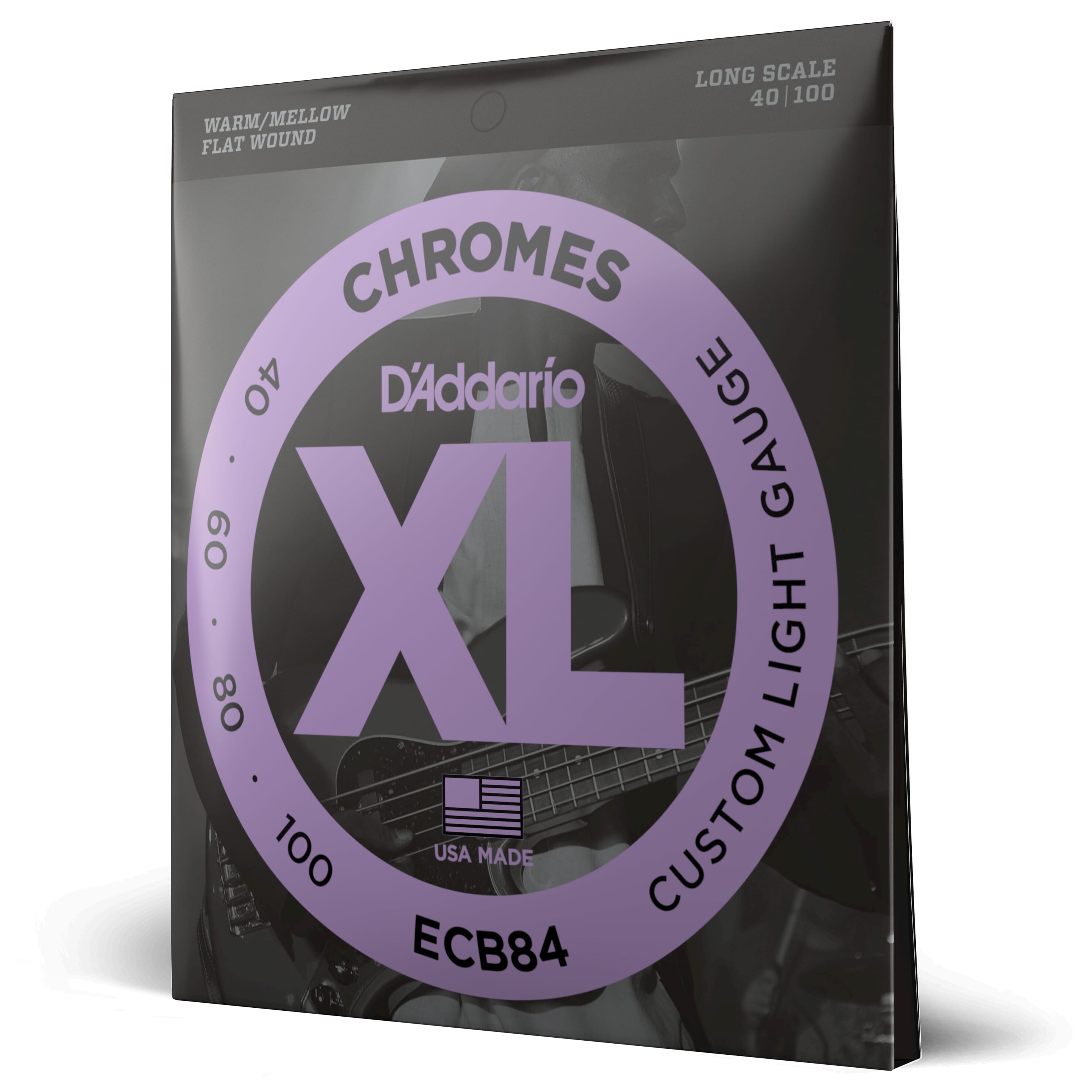 D'Addario ECB84 Chromes Bass Guitar Strings, Custom Light, 40-100, Long Scale