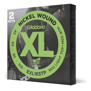 D'Addario EXL165TP Nickel Wound Bass Guitar Strings, Custom Light, 45-105, 2 Sets, Long Scale