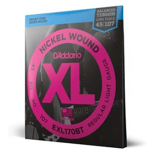 D'Addario EXL170BT Nickel Wound Bass Guitar Strings, Balanced Tension Regular Light, 45-107, Long Scale