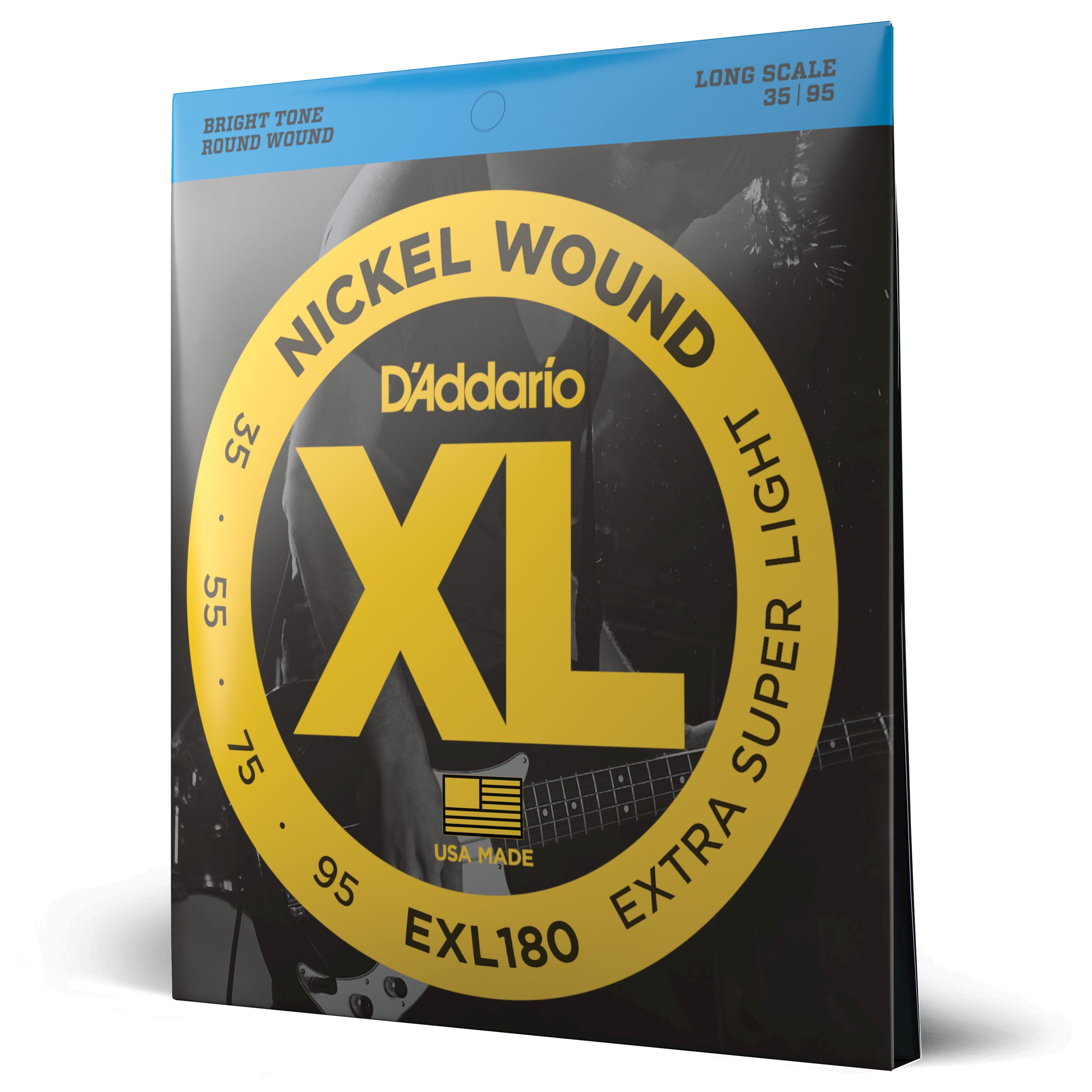 D'Addario EXL180 Nickel Wound Bass Guitar Strings, Extra Super Light, 35-95, Long Scale