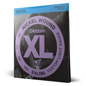 D'Addario EXL190 Nickel Wound Bass Guitar Strings, Custom Light, 40-100, Long Scale