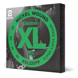 D'Addario EXL220TP Nickel Wound Bass Guitar Strings, Super Light, 40-95, 2 Sets, Long Scale