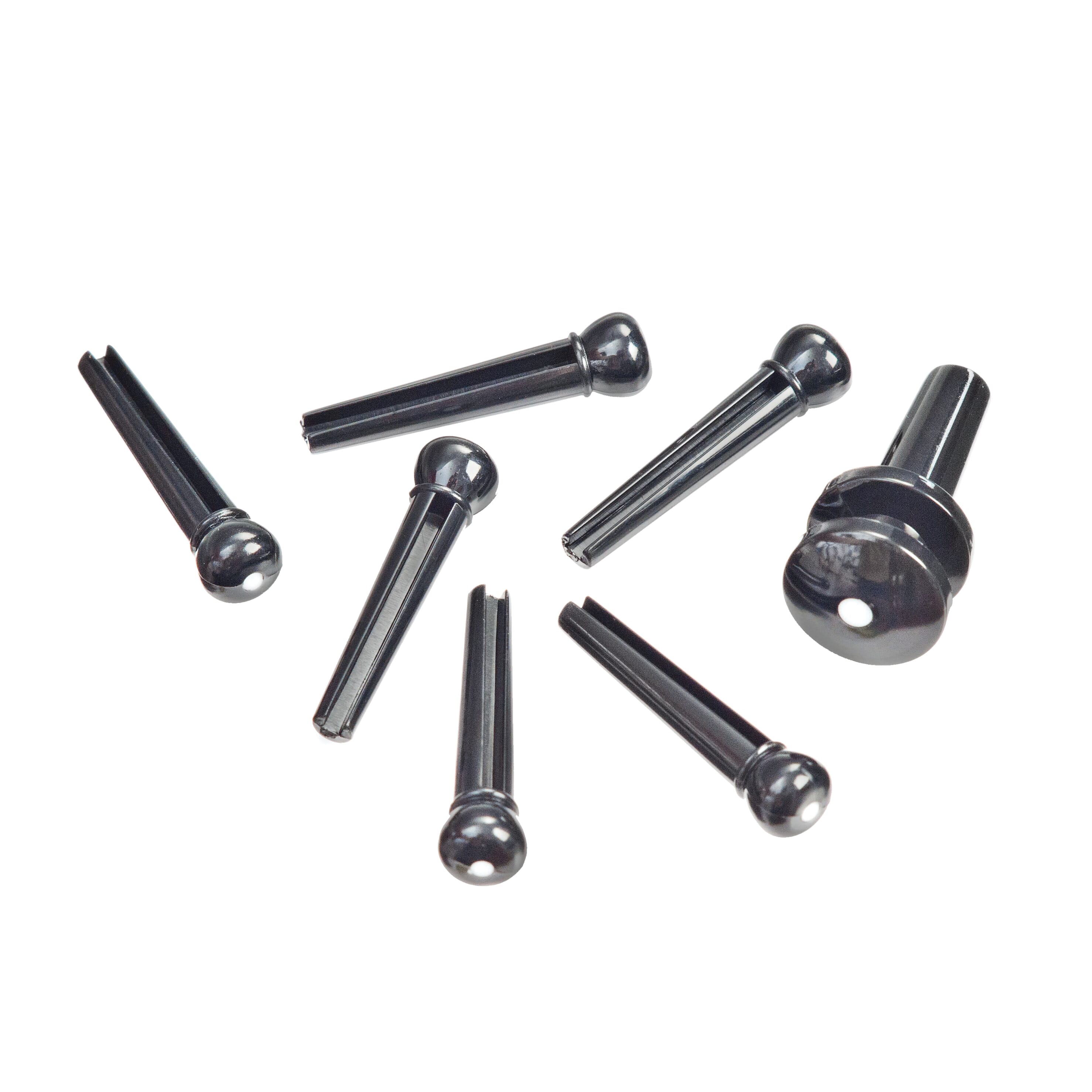D'Addario PWPS10 Injected Molded Bridge Pins with End Pin Set, Ebony with Ivory Dot