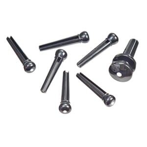 D'Addario PWPS10 Injected Molded Bridge Pins with End Pin Set, Ebony with Ivory Dot