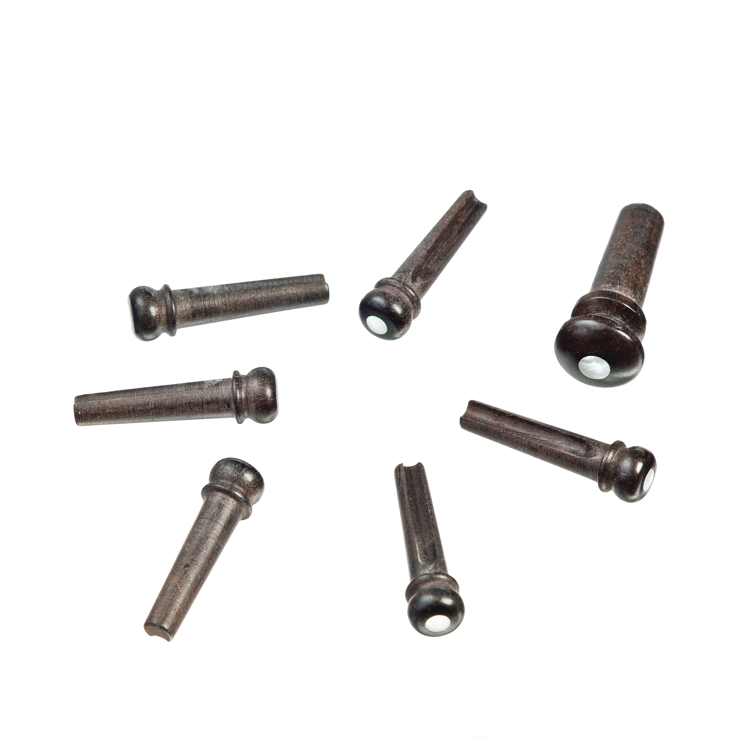 D'Addario PWPS3 Ebony Bridge Pins with End Pin Set, Pearl Inlay