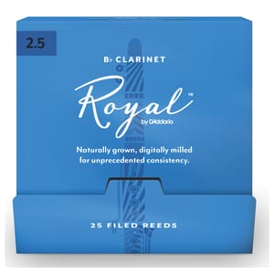 Rico Royal RCB0125-B25 Bb Clarinet Reeds, #2.5, 25-Count Single Reeds
