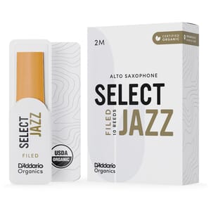 D'Addario ORSF10ASX2M Organic Select Jazz Filed Alto Saxophone Reeds, Strength 2 Medium, 10-pack