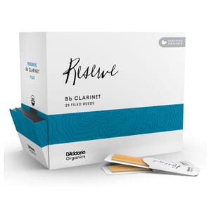 D'Addario ODCR0125-B25 Organic Reserve Bb Clarinet Reeds, Strength 2.5, Individually-Sealed, 25-Pack
