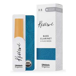 D'Addario ODER0525 Organic Reserve Bass Clarinet Reeds, Strength 2.5, 5 Pack