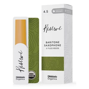D'Addario ODLR0545 Organic Reserve Baritone Saxophone Reeds, Strength 4.5, 5-Pack