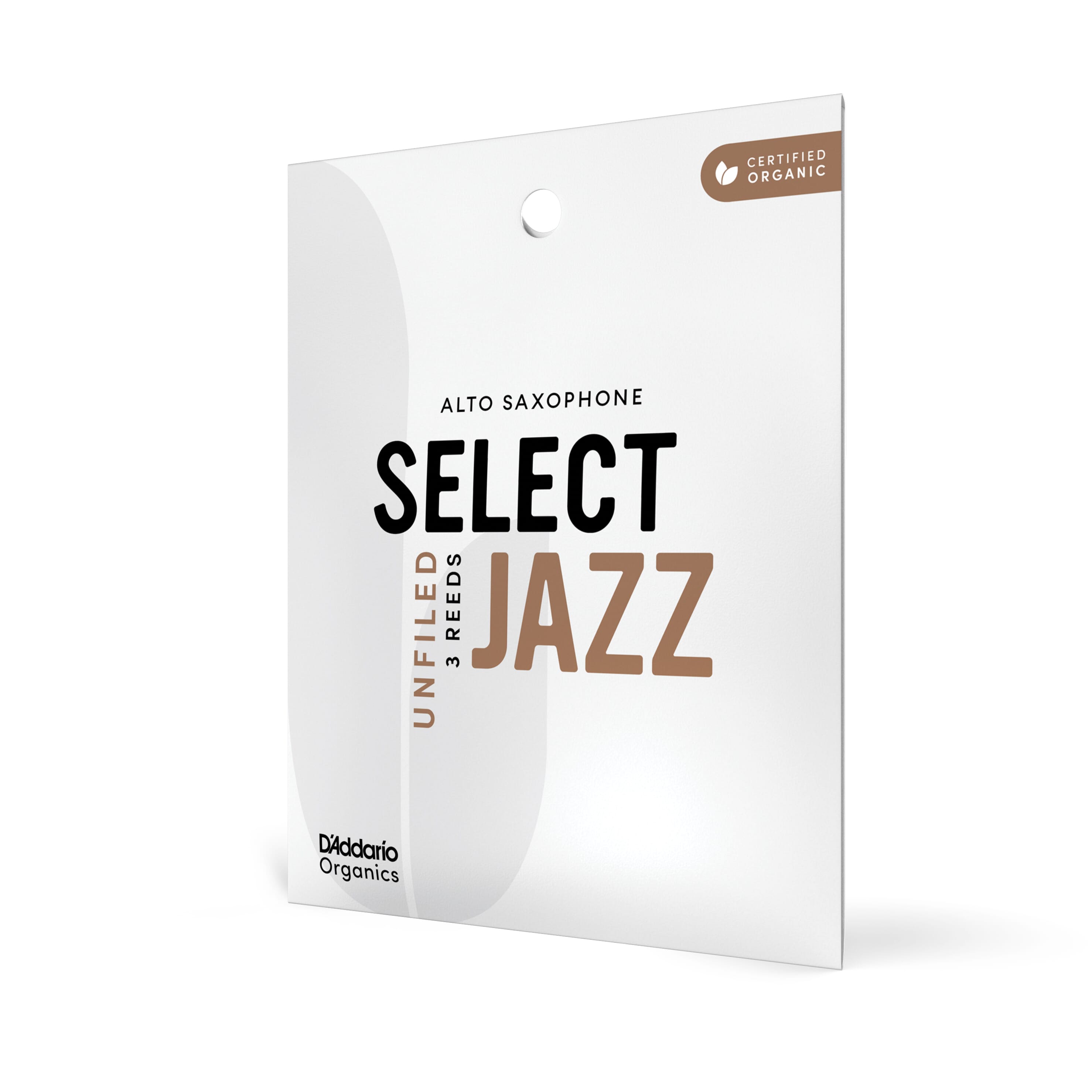 D'Addario ORRS03ASX2S Organic Select Jazz Unfiled Alto Saxophone Reeds, Strength 2 Soft, Individually-Sealed, 3-Pack