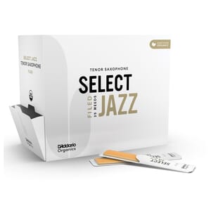 D'Addario ORSF01TSX2H-B25 Organic Select Jazz Filed Tenor Saxophone Reeds, Strength 2 Hard, 25-Pack