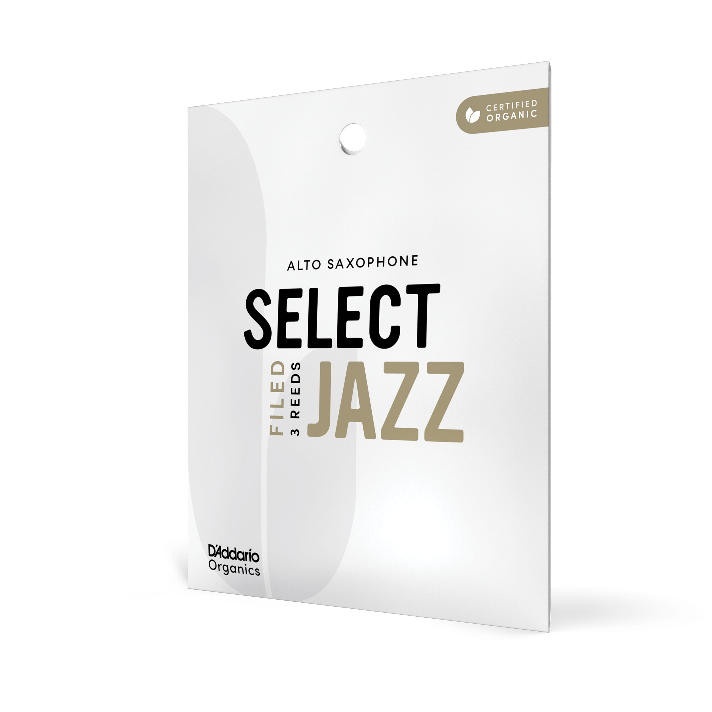 D'Addario ORSF03ASX2H Organic Select Jazz Filed Alto Saxophone Reeds, Strength 2 Hard, Individually-Sealed, 3-Pack