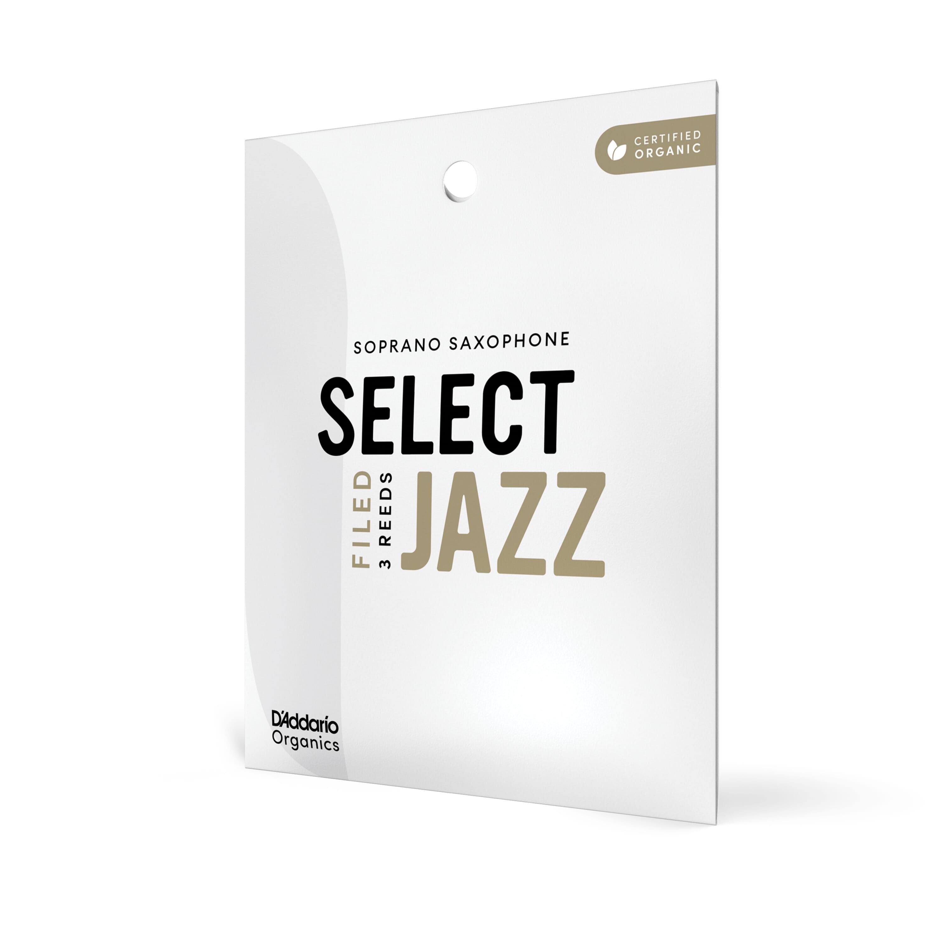 D'Addario ORSF03SSX3S Organic Select Jazz Filed Soprano Saxophone Reeds, Strength 3 Soft, Individually-Sealed, 3-Pack