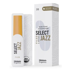 D'Addario ORSF05BSX3S Organic Select Jazz Filed Baritone Saxophone Reeds, Strength 3 Soft, 5-pack