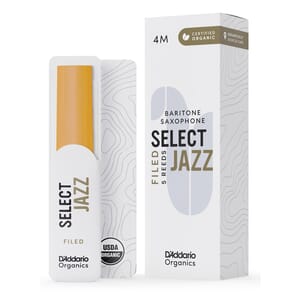 D'Addario ORSF05BSX4M Organic Select Jazz Filed Baritone Saxophone Reeds, Strength 4 Medium, 5-pack