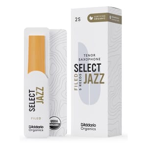 D'Addario ORSF05TSX2S Organic Select Jazz Filed Tenor Saxophone Reeds, Strength 2 Soft, 5-pack