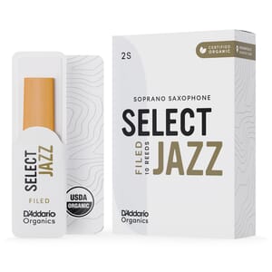 D'Addario ORSF10SSX2S Organic Select Jazz Filed Soprano Saxophone Reeds, Strength 2 Soft, 10-pack