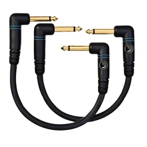 D'Addario PW-PRA-205 Custom Series Patch Cable, 2-pack, Right Angle, 6 Inches