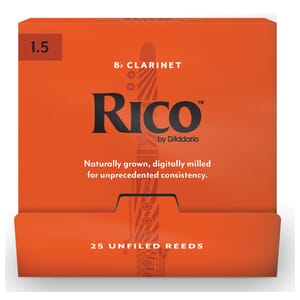 Rico RCA0115-B25 Bb Clarinet Reeds, #1.5, 25-Count Single Reeds