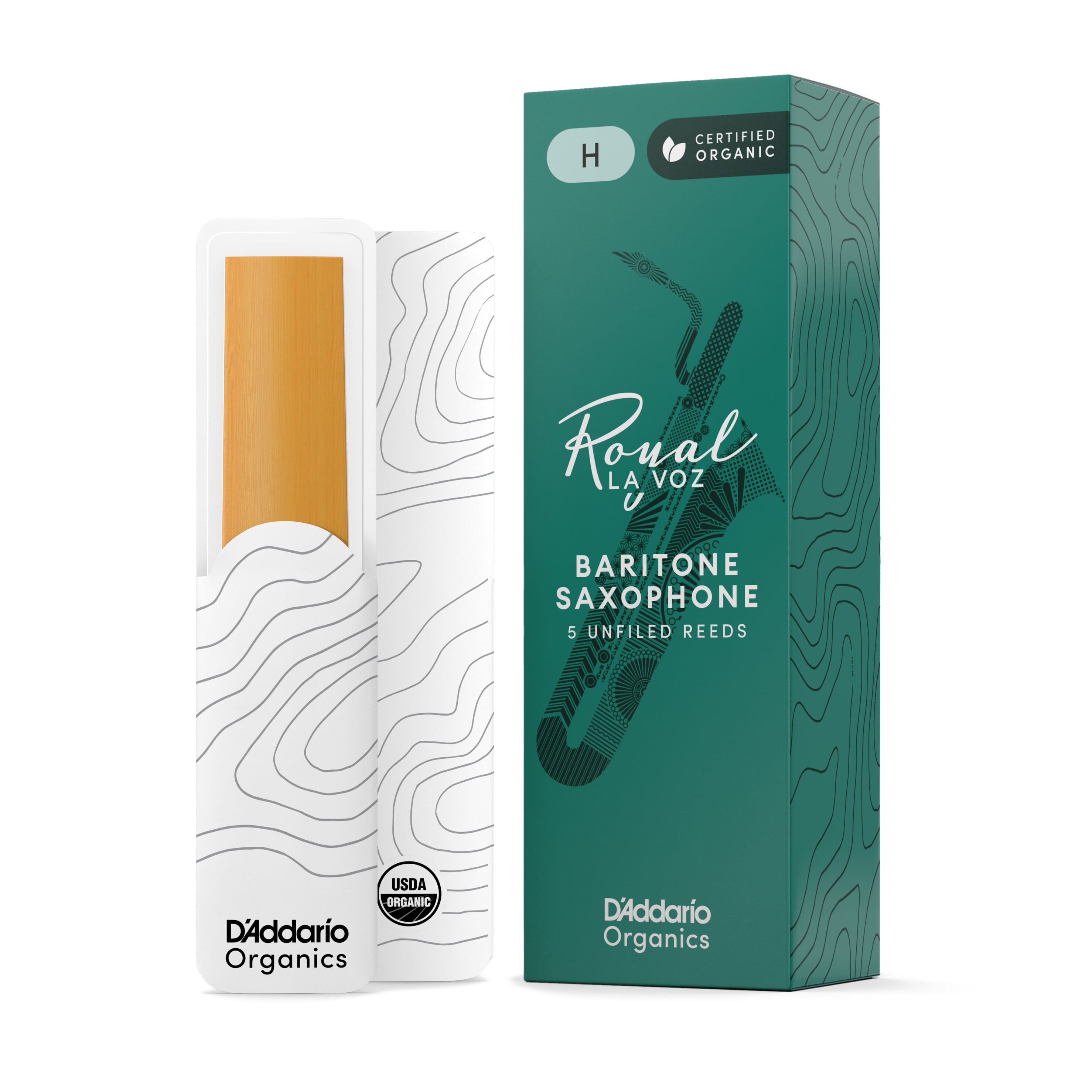 D'Addario RLC05HD La Voz Baritone Saxophone Reeds, Hard, 5 Pack