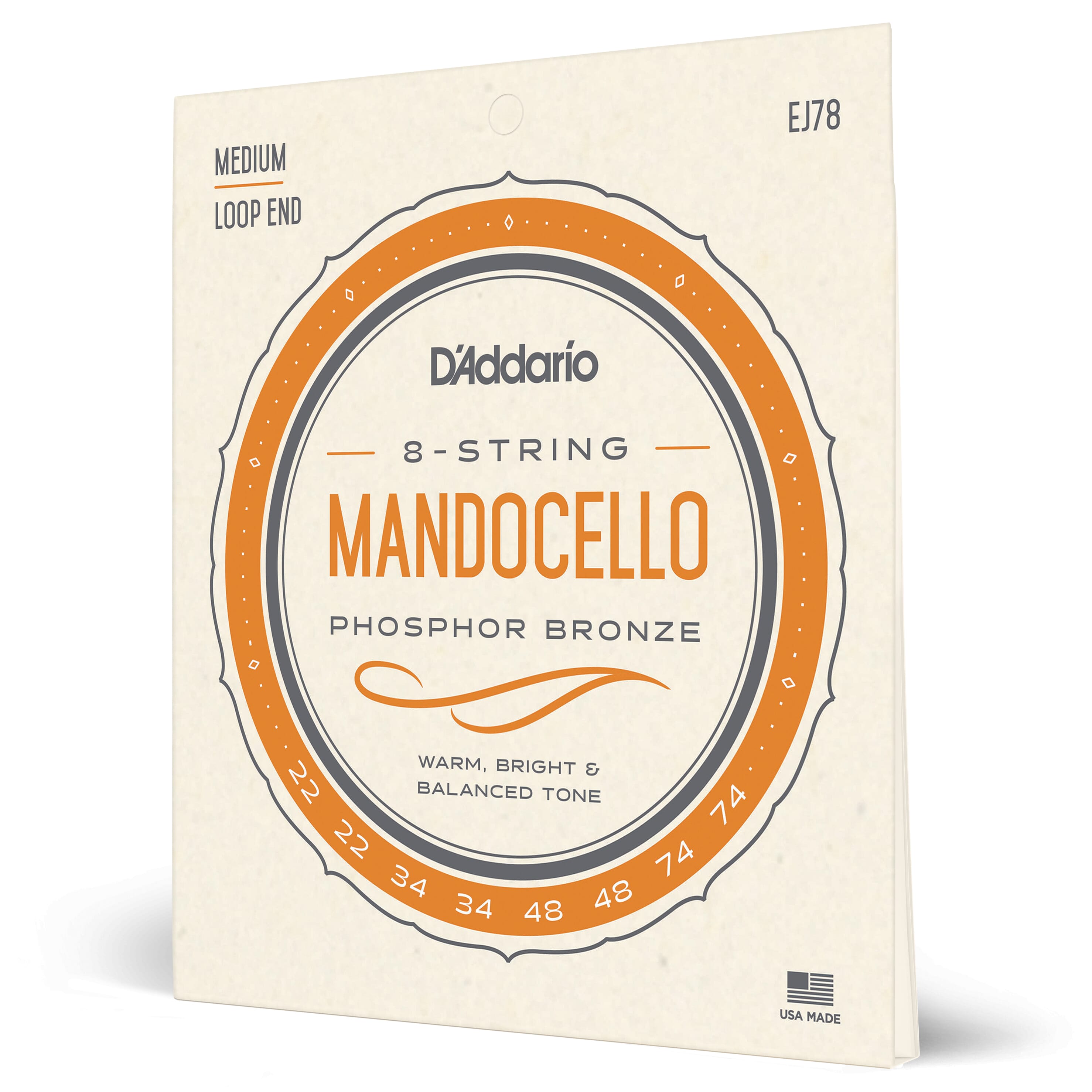 D'Addario Phosphor Bronze Mandocello Strings, 22-74