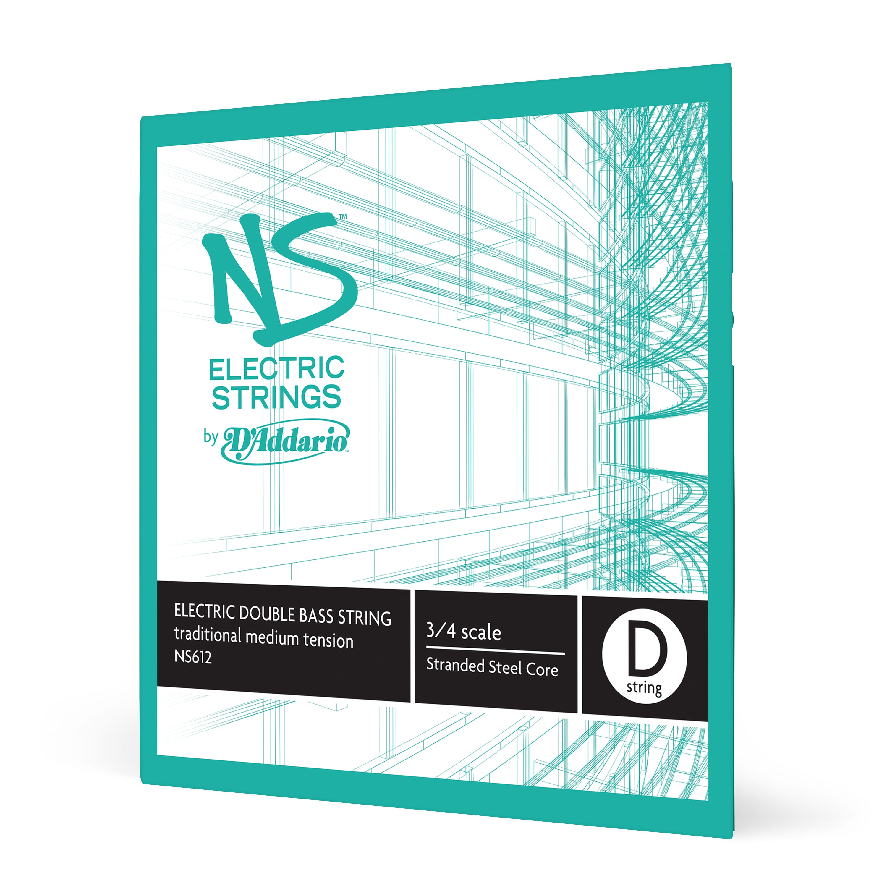 D'Addario NS612 NS Electric Traditional Bass Single D String, 3/4 Scale, Medium Tension