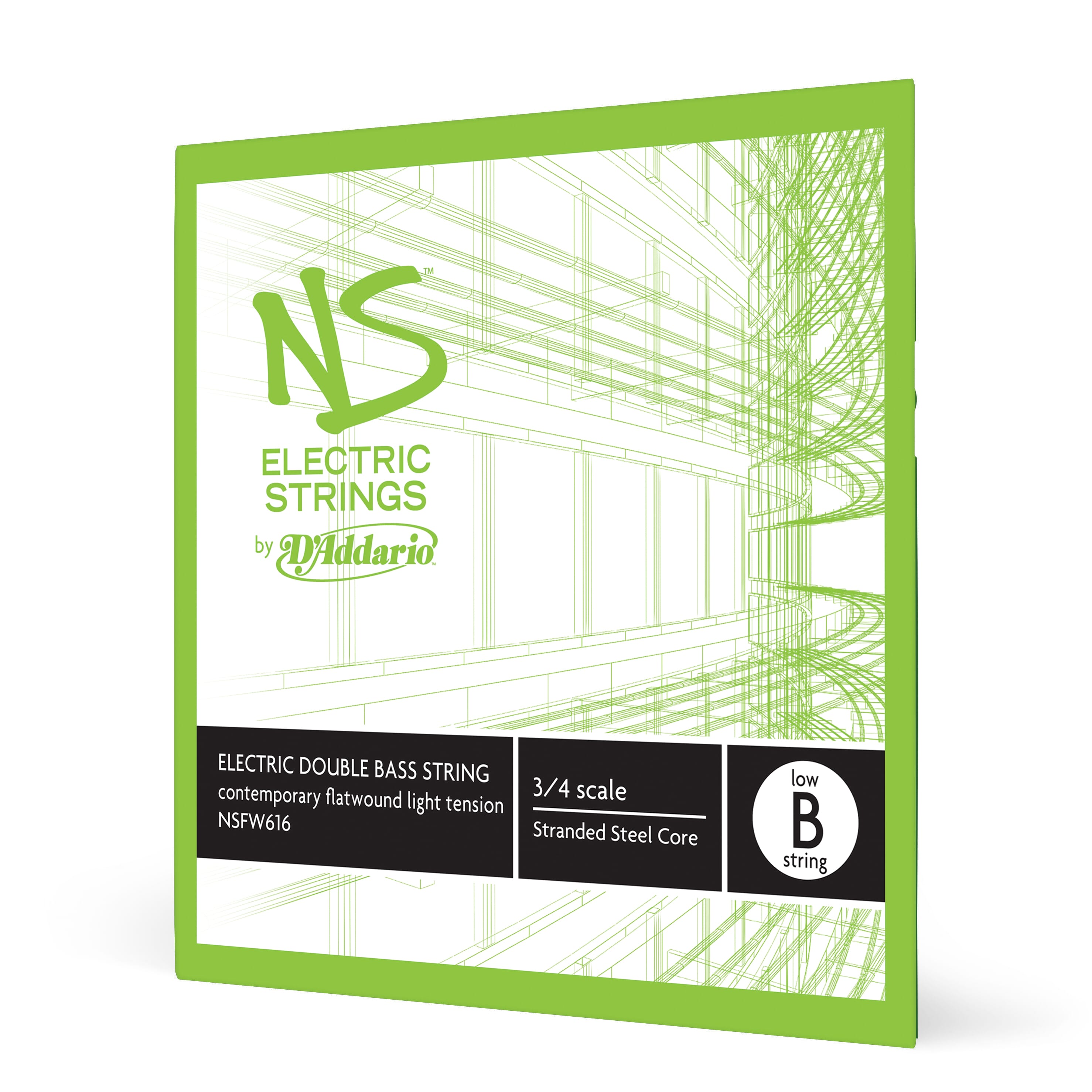 D'Addario NSFW616 NS Electric Contemporary Bass Single Low B String, 3/4 Scale, Light Tension