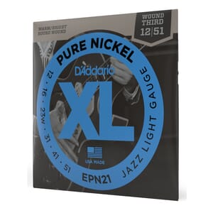 D'Addario EPN21 Pure Nickel Electric Guitar Strings, Jazz Light, 12-52