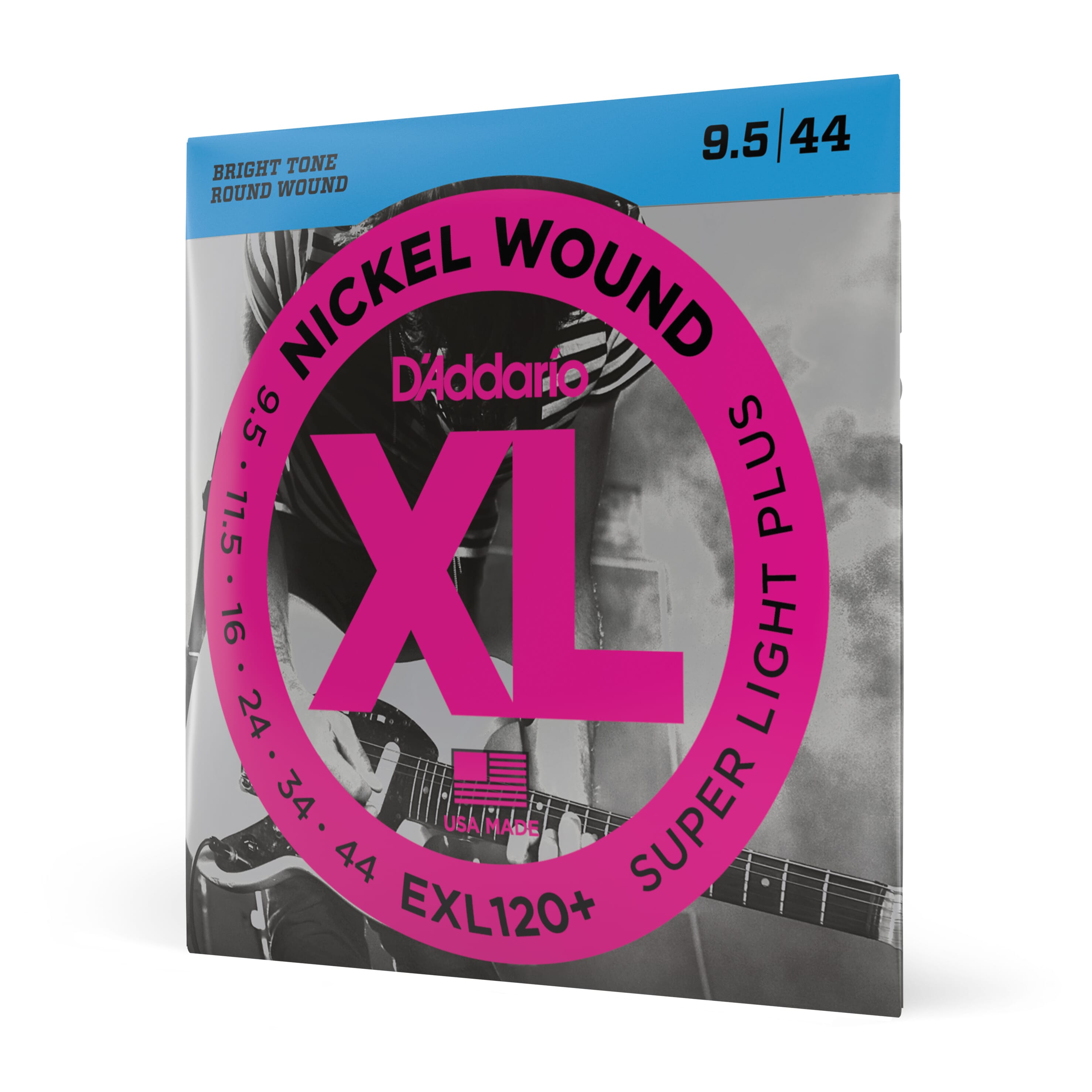 D'Addario EXL120+ EXL120+ Nickel Wound Electric Guitar Strings, Super Light Plus, 9.5-44