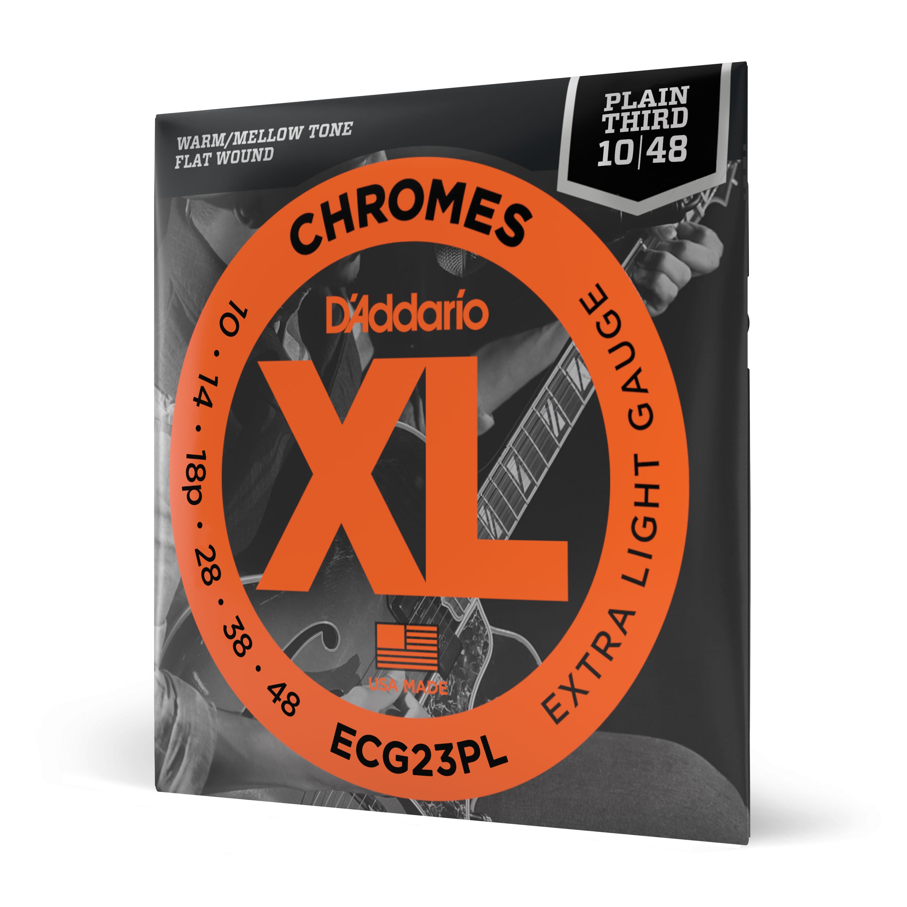 D'Addario ECG23PL 10-48 Extra Light, Plain Third, XL Chromes Electric Guitar Strings