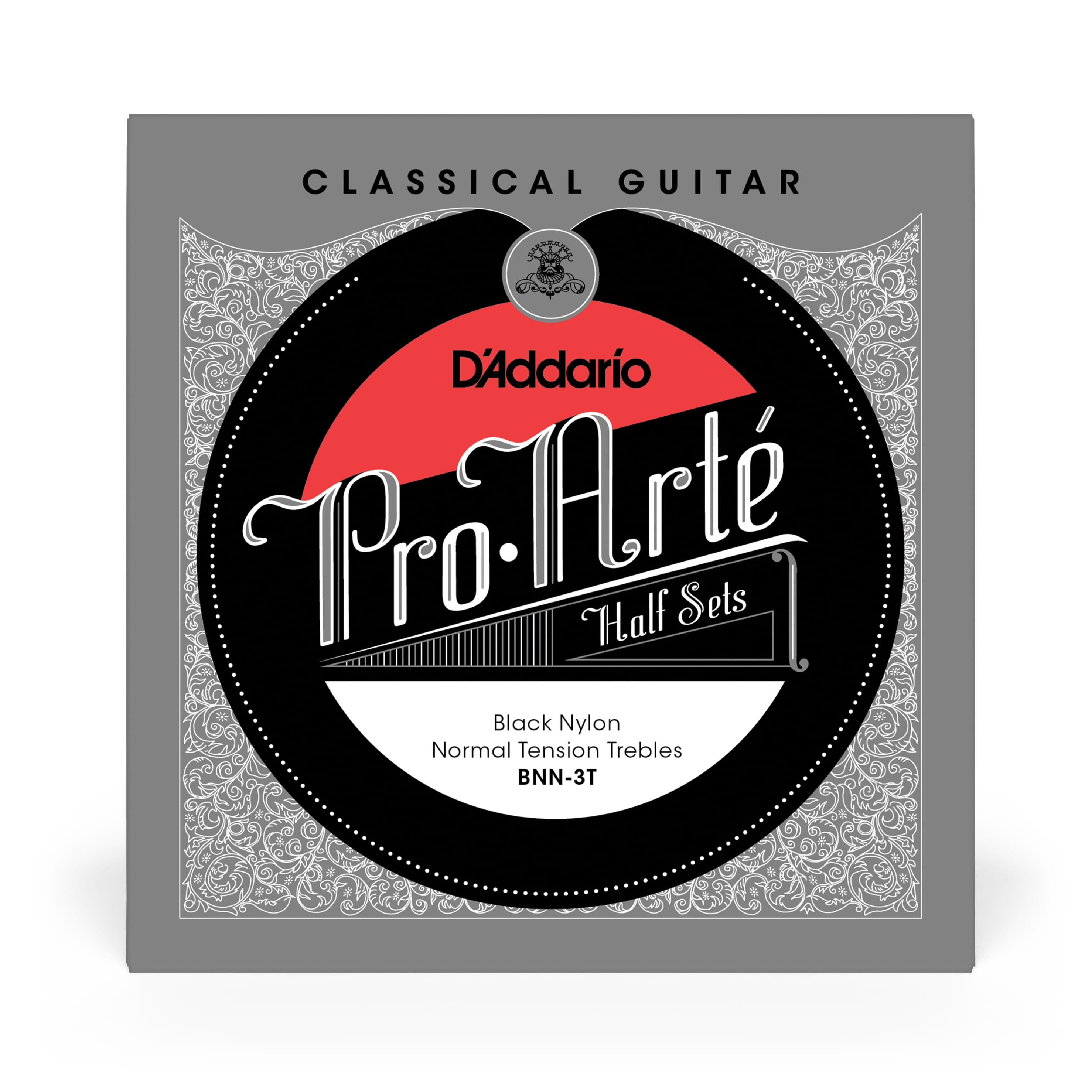 D'Addario BNN-3T Pro-Arte Black Nylon Classical Guitar Half Set, Normal Tension