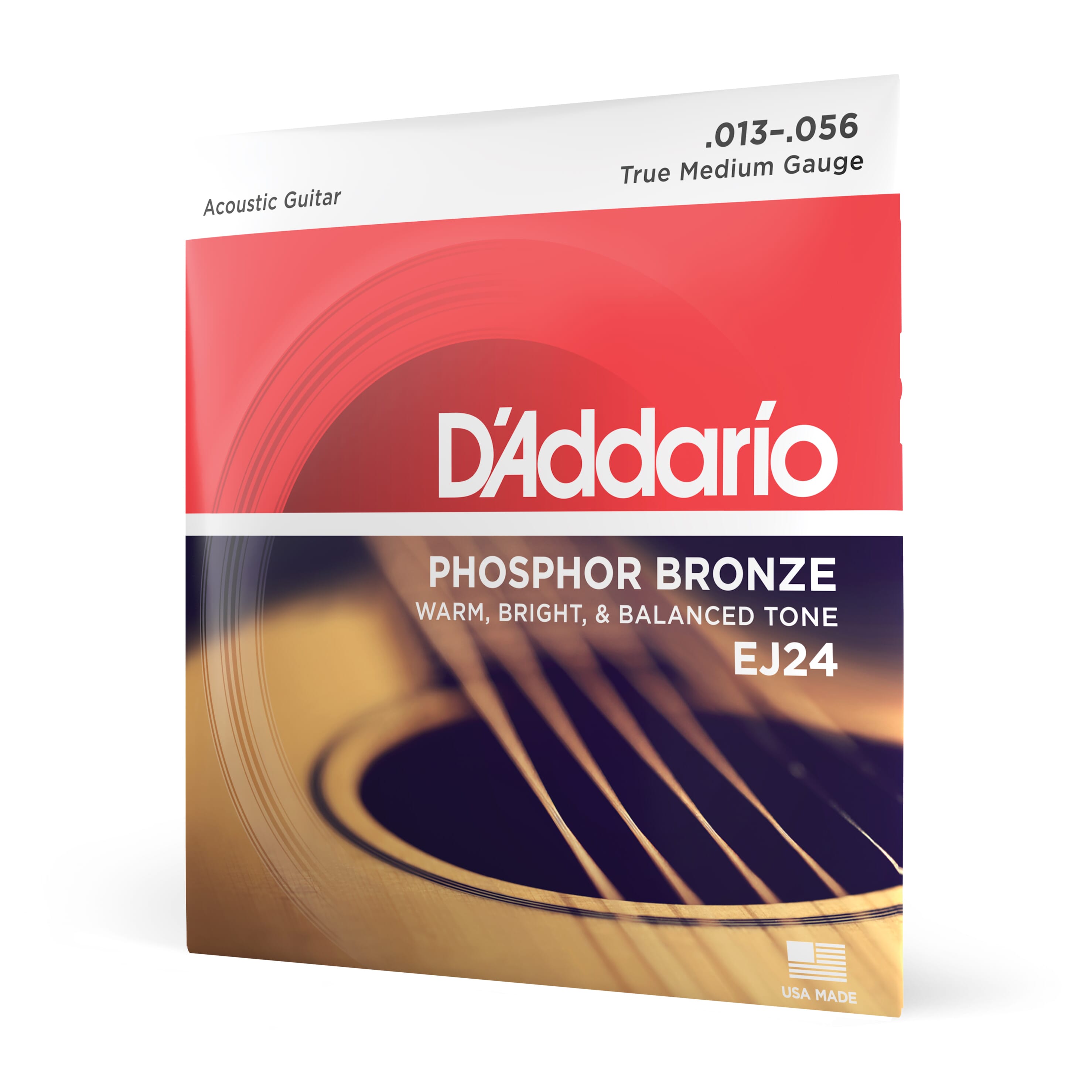 D'Addario EJ24 Phosphor Bronze Acoustic Guitar Strings, True Medium, 13-56