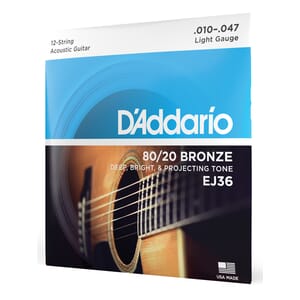 D'Addario EJ36 12-String Bronze Acoustic Guitar Strings, Light, 10-47