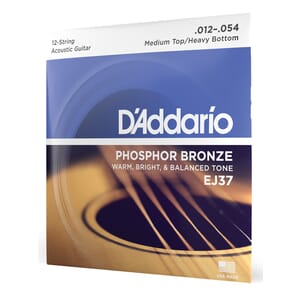 D'Addario EJ37 12-String Phosphor Bronze Acoustic Guitar Strings, Medium Top/Heavy Bottom, 12-54